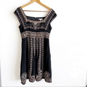 Nanette Lepore Black Silk Fit And Flare Embroidered Beaded Dress Size 4 Mini